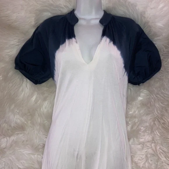 ZARA Blue White Ombre Dress Tunic Top Dress with Balloon Sleeves M - Picture 3 of 15